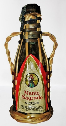 Botellita Miniatura Mimbre Asas Vino Mistela Manto Sagrado (Usado)