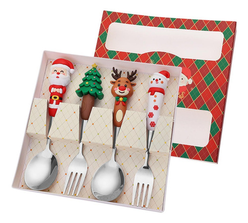 Set De Cubiertos Navideños Brillantes, Acero Inoxidable