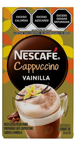 2 Pack Cafe Soluble Cappuccino Vainilla Nescafe 6 Pza