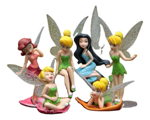 Juego De 6 Figuras De Acción De Anime Tinkerbell Fairy Tinke