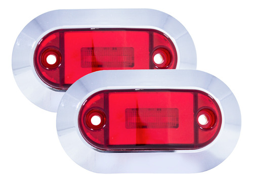 2 Plafones Lat Lente Rojo 3 Leds + Aro Gel 12-24 V Tunelight