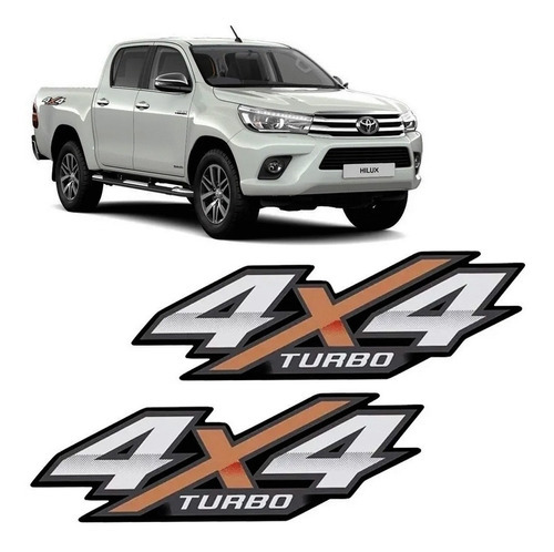 Kit Adesivo Lateral 4x4 Hilux Turbo 2016 2017 2018 2019 2020 Cor Laranja