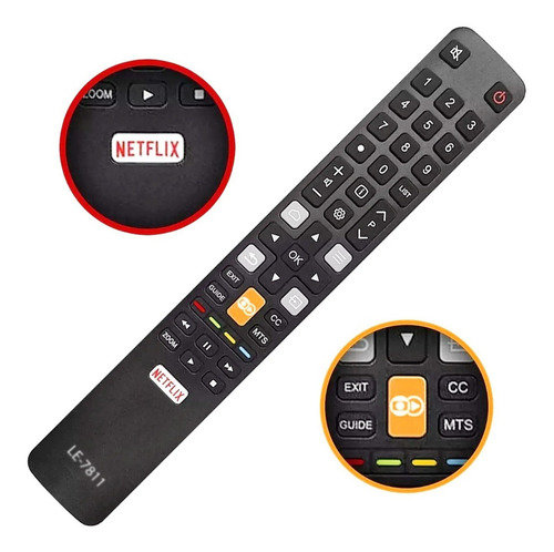 Control remoto de TV TCL Smart RC802n L55s4900fs Netflix Globo