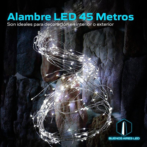 Imagen 5 de 10 de Alambre Luces Led 45 Metros Frio Exterior 220v Navidad