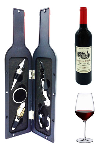 Set De Vino 5 Acc. Forma De Botella Ideal Regalo 12362