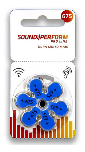 06 Pilhas Baterias Auditiva 675 Pr44 Sound Perform 1 Cartela