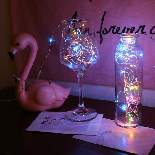 Imagen 4 de 6 de 2 Guirnaldas 100 Luces Micro Led Hadas 10 Mtrs Pilas Navidad