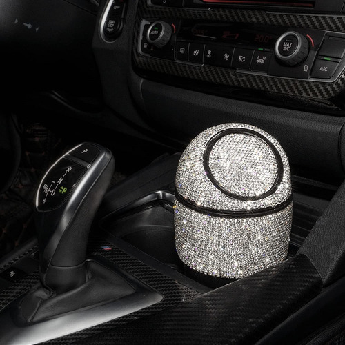 Aphbrada Bling Rhinestone - Papelera De Cristal Para Coche C