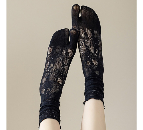 Calcetines Largos De Encaje De Malla De Verano Con Volantes,