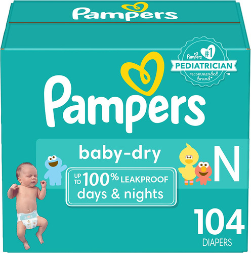 Pañales Tamaño 0/recién Nacido, 104 Conteo - Pampers Dry Dry