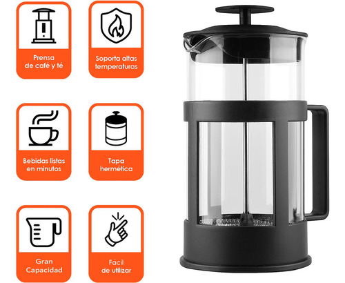 Prensa Cafetera Francesa 600 Ml + Moledor De Cafe Electrico