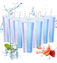 Comprar NIFUAN 20 Vasos Plástico Reutilizables 710ml 24oz con tapas y popotes 710 ml sin BPA con tapas y popotes cambia de color con agua fria vasos para fiestas y café frío batidos