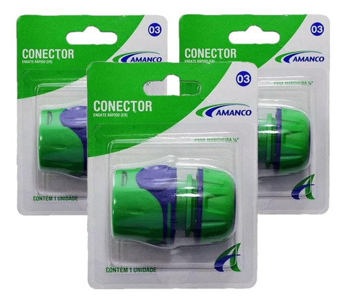 Conector Engate Rápido Pvc 1/2 Para Mangueira Amanco Kit 3un