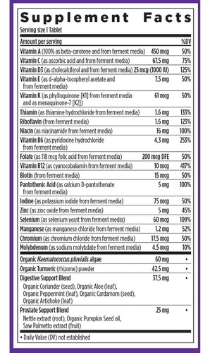 Multivitaminico Diario Para Hombre 55+ New Chapter 48 Tablet Sabor Sin Sabor