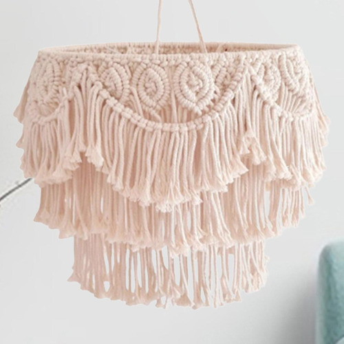 Para Macrame Lamp Shade Art Lámpara Colgante Sombra Para