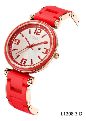 Reloj Mujer Loix® L1208-3 Rojo Con Tablero Champaña