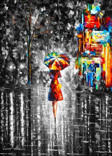 Cuadros Abstractos Tipo Oleo En Canvas Artistíco | 90x140 Color women under the rain