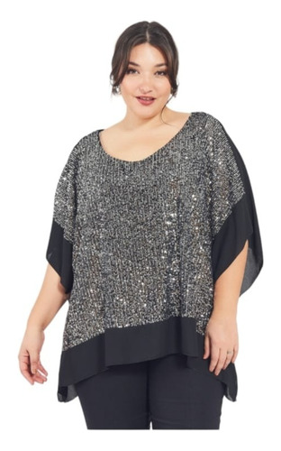 Blusa Fiesta Mujer Talle Grande Especial Lentejuelas Brillos