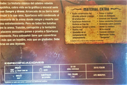 Spartacus Temporada 1 Completa Blu-ray Nueva Sellada (Usado)