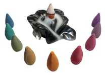 Comprar Cascada De Humo Flor Porta Sahumerios De Ceramica + 10 Conos Negro Flor