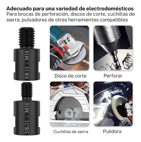 Adaptador De Amoladora Angular Convertidor De Amoladora Angu | 5/8 -11 Hembra A M14/m10 Macho, Accesorios Interfaz Roscada Para Pulidora, Broca Y Herramientas De Conexión