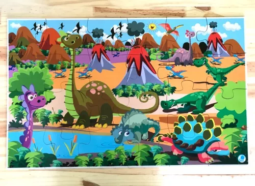 Brinquedo Kit com 02 Jogos Quebra Cabeça Dinossauro Infantil com 30 Peças