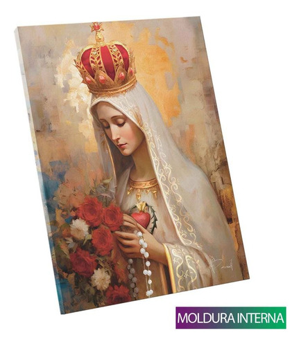 Quadro Nossa Senhora De Fátima | M 64x48 | Moldura Interna