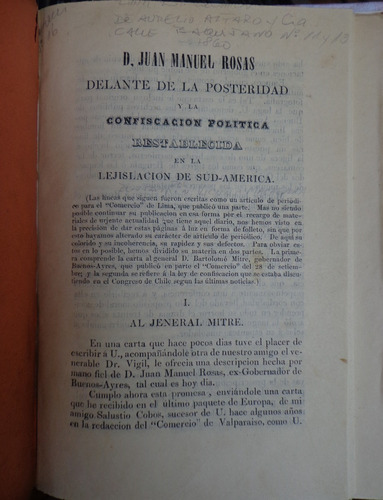 Vicuña Mackenna Folletos 1860 Montt Rosas Raro