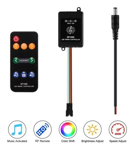 Controlador Pixel Led Audioritmico Sp106e Ws2811/12