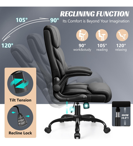 Silla De Oficina De Cuero Ergonometrica C/soporte Lumbar M B