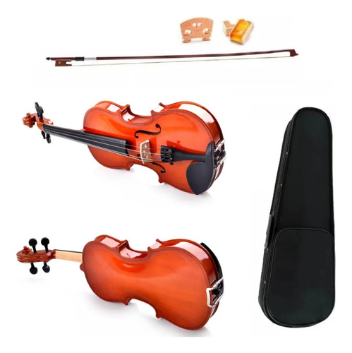 Violino Arco Breu Cavalete Acústico 1/4 Madeira Estojo Luxo
