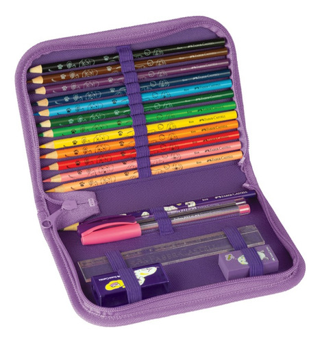 Estojo Escolar Nylon Pets Cachorro Faber Castell