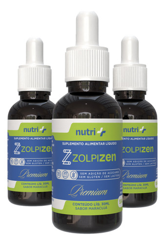 Calmante Natural Zolpizen Gotas Kit-3 Formula Exclusiva Maracujá