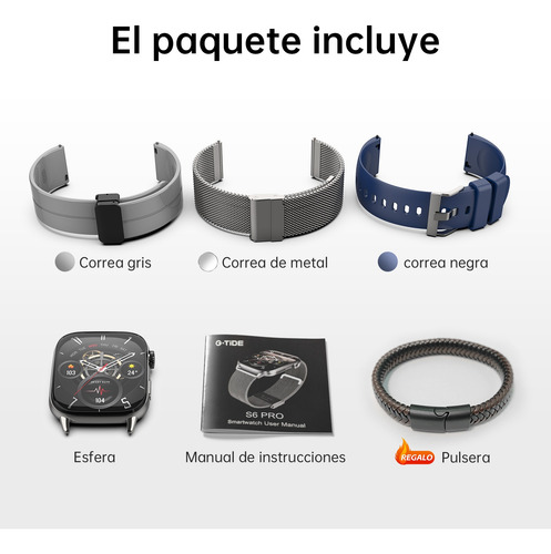 Reloj Inteligente G-tide S6pro Negro Unisex Con Notificaciones De Llamadas Y Mensajes Compatible Con Ios Y Android Ip68 Resistente Al Agua