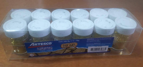 Escarcha Dorada Marca Artesco, Caja X 12 Potes De 8 G