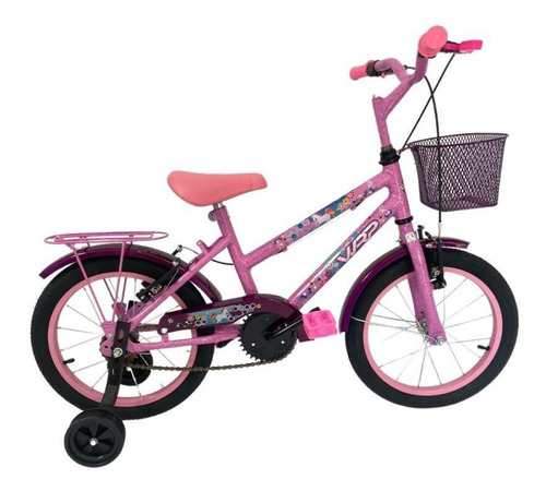 Bicicleta Infantil Menina Rosa Bikes Aro 16 Rodinha Cestinha