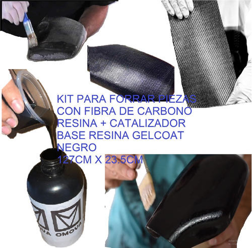 Kit Forrar Fibra Carbono Real Tela 127x23.5cm + Kit Resinas