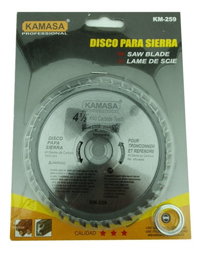  Disco Sierra Circular 4 1/2 Pulgadas 40 Dientes Kamasa