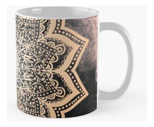 Taza Oro Tierra Flor Mandala Calidad Premium