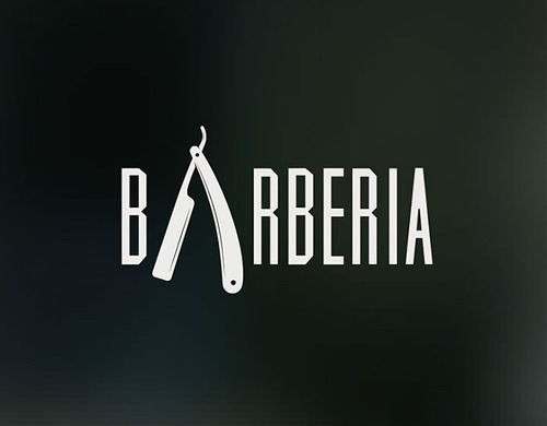 Vinilo Decorativo Logo Barbería Con Navaja 100x60 Cm| Jota