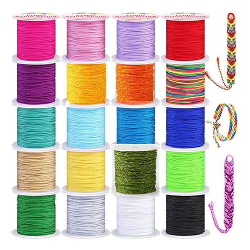 20 Colores Hilo Chino Para Pulseras 0.8mm