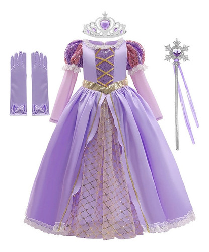 Vestido Enredado De Cosplay Para Niña Rapunzel Disney Prince