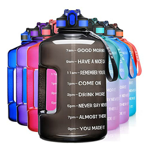 Etdw Gallon Water Bottle With Time Marker, 128oz Bpa Free Sp