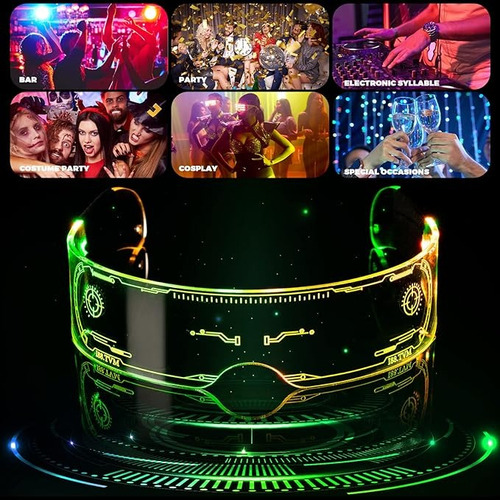 7 Colores Lentes Led Fiesta Gafas Cyberpunk Led Luminosa 2pz