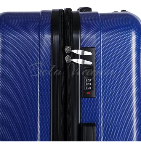 Kit 3 Malas de Viagem Rígida Abs Policarbonato Rodinha 360 Jogo Pequena  Média Grande Importway Azul - BEST SALE SHOP