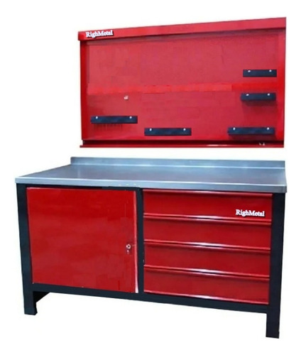Banco De Trabajo Righmetal 1,40 - 4 Cajones +tablero Acc.