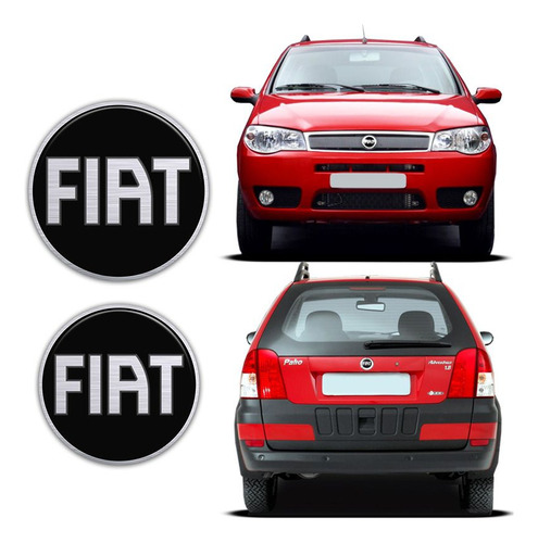 Kit Emblema Resinado Fiat Black Palio Fire/weekend 04/08