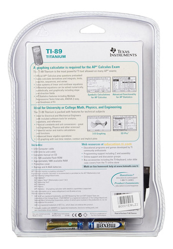 Calculadora Gráfica De Titanio Texas Instruments Ti-89 (el
