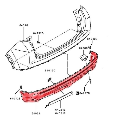 Extension De Paragolpes Trasero De Eclipse Cross (caja Cvt)