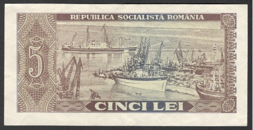 Billete Rumania 5 Lei (1966) Puerto